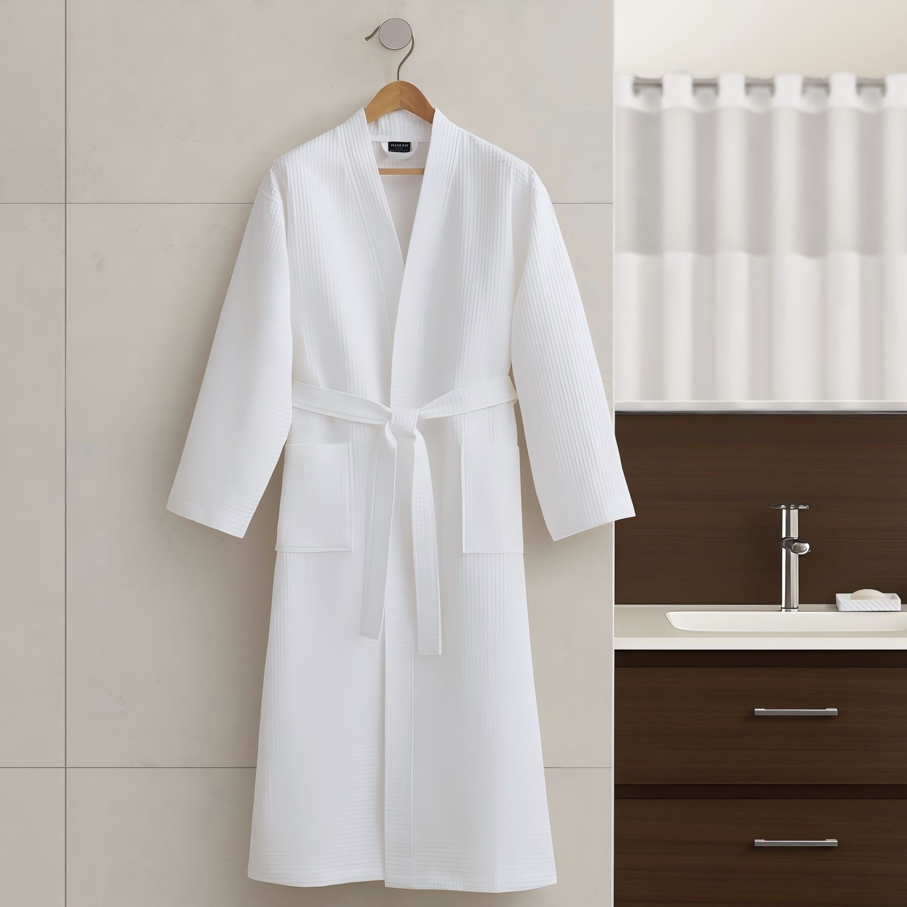 Waffle - Premium Bath Robe - White