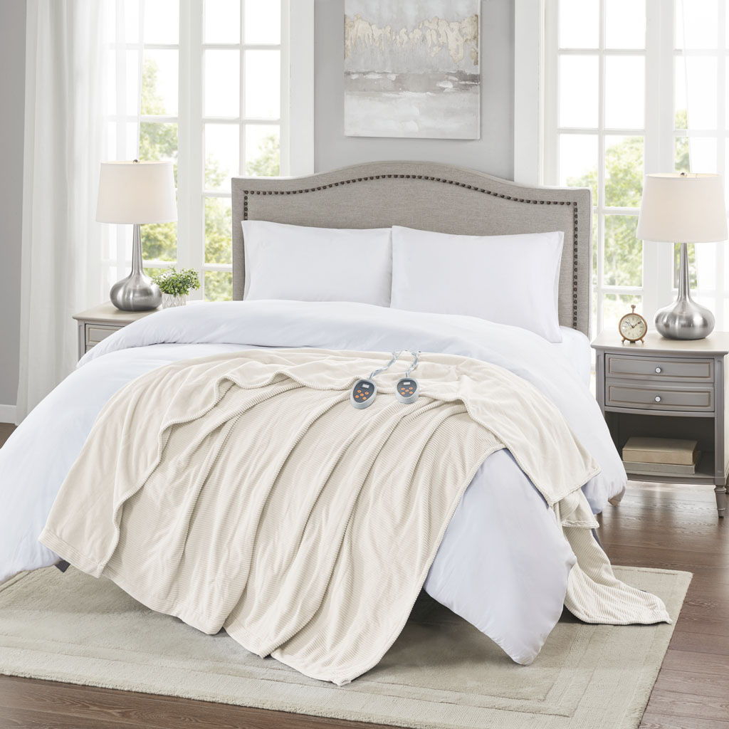 Electric Micro Fleece - Twin Heated Blanket - Ivory