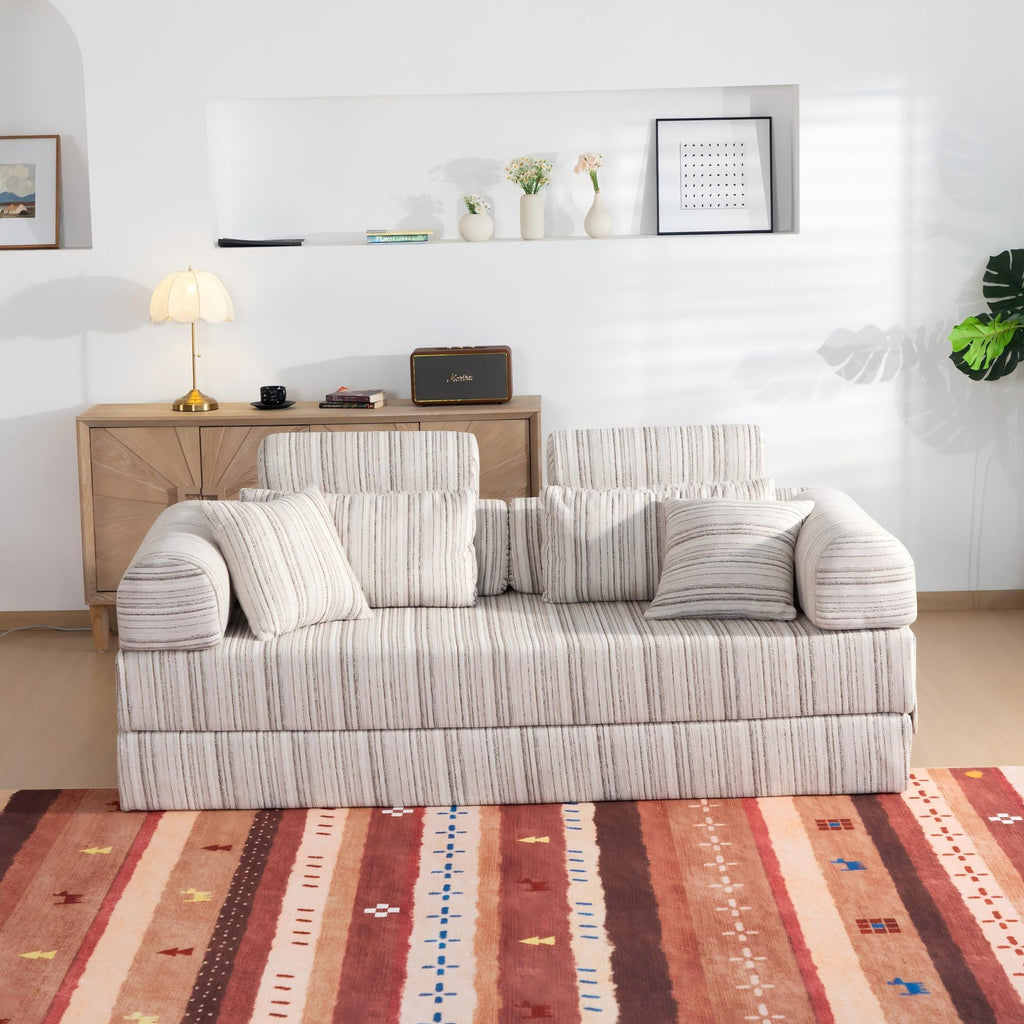 Convertible Sleeper Sofa Bed With High Density Compressed Sponge, Upholstered Couch For Living Room
