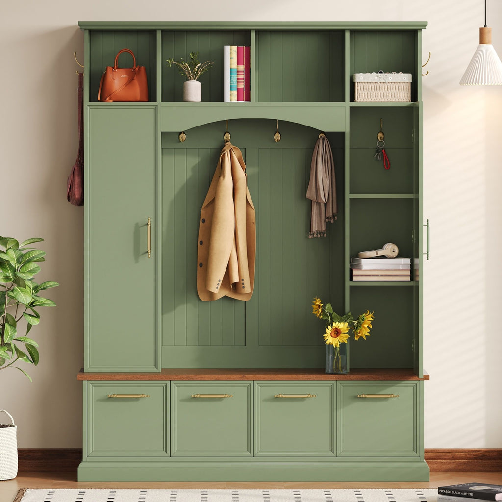 Elegant Hall Tree With Hooks & Handles