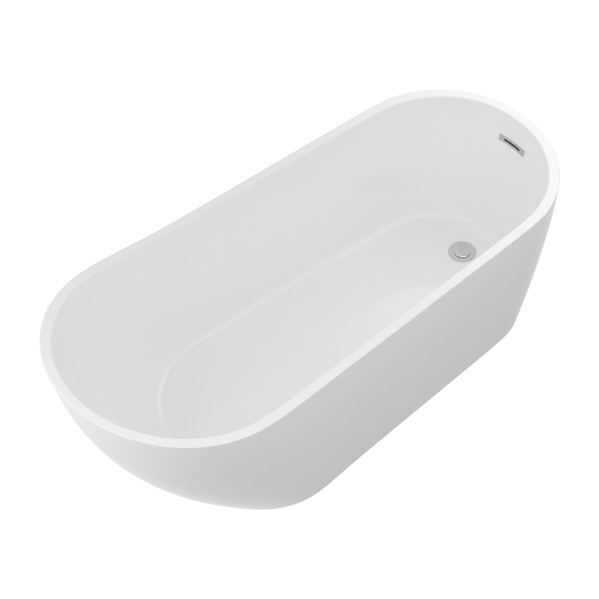 Contemporary Glossy Freestanding Bathtub With Chrome Overflow And Drain