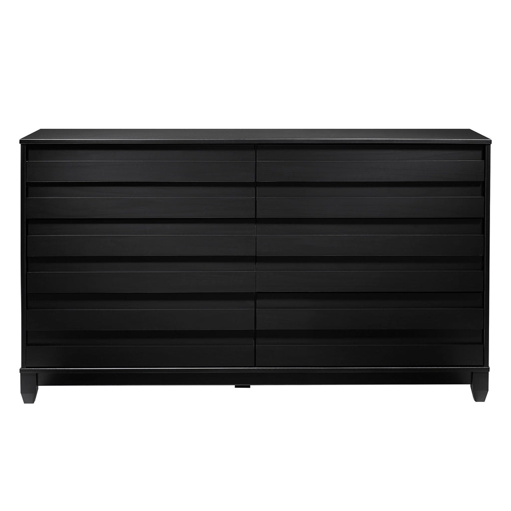 Modern 6 Drawer Solid Wood Dresser With Channel Pulls