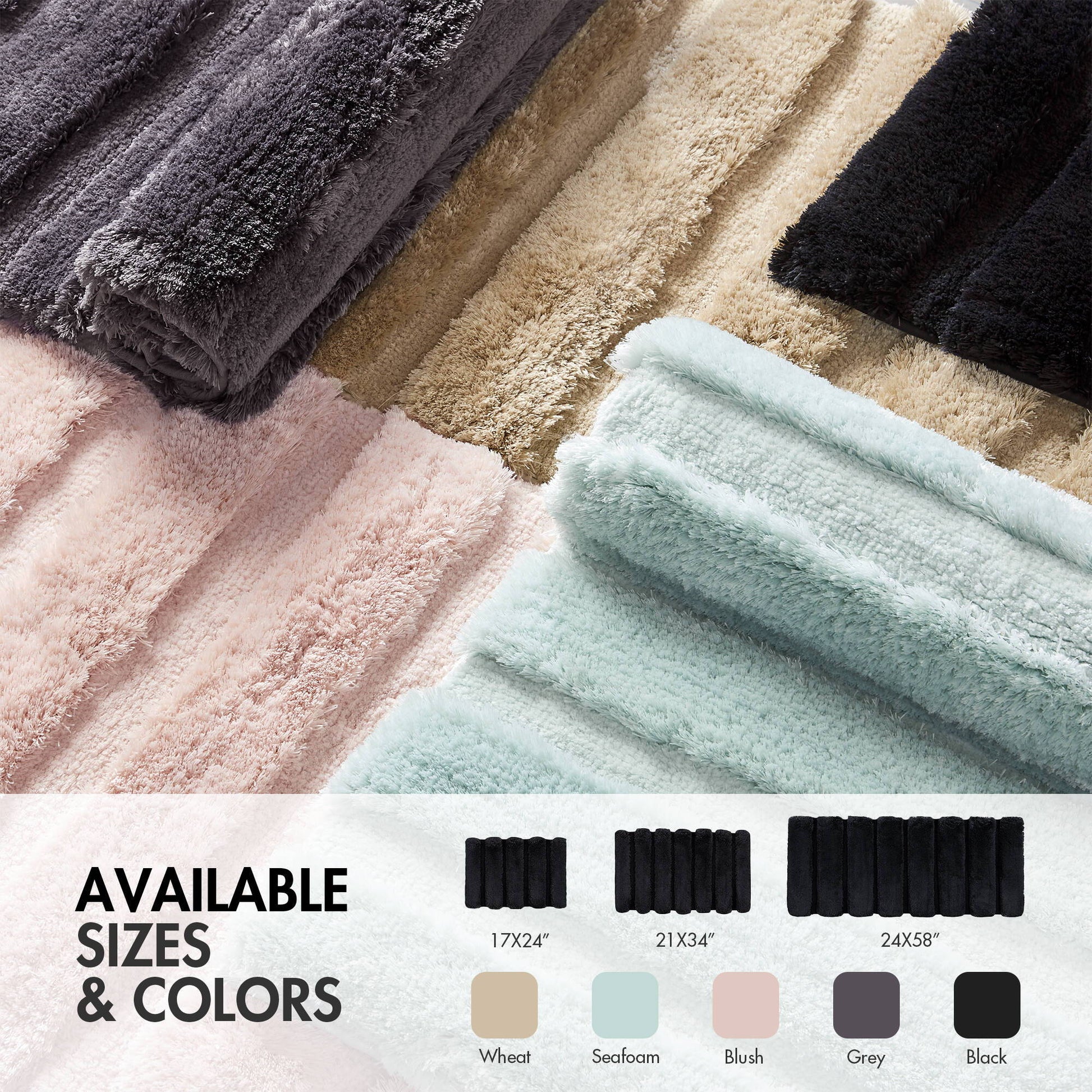 Tufted Pearl Channel - 21" x 34" Rug - Black