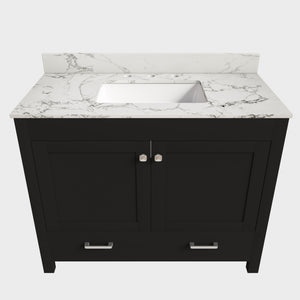 Bathroom Vanity Set, Soft Close Doors, 3 Faucet Holes, Sink Included - Black