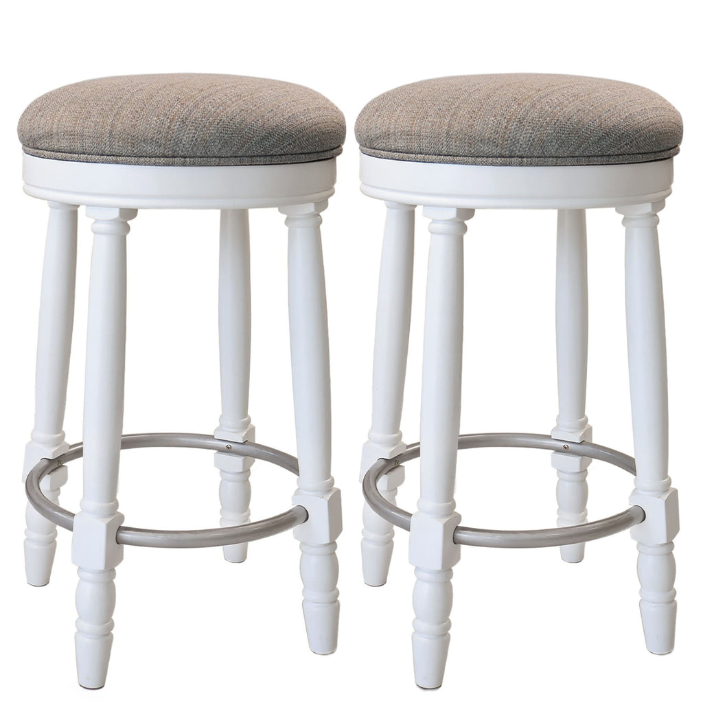 360° Swivel Wooden Barstools With Upholstered Seat, Counter Height (Set of 2)