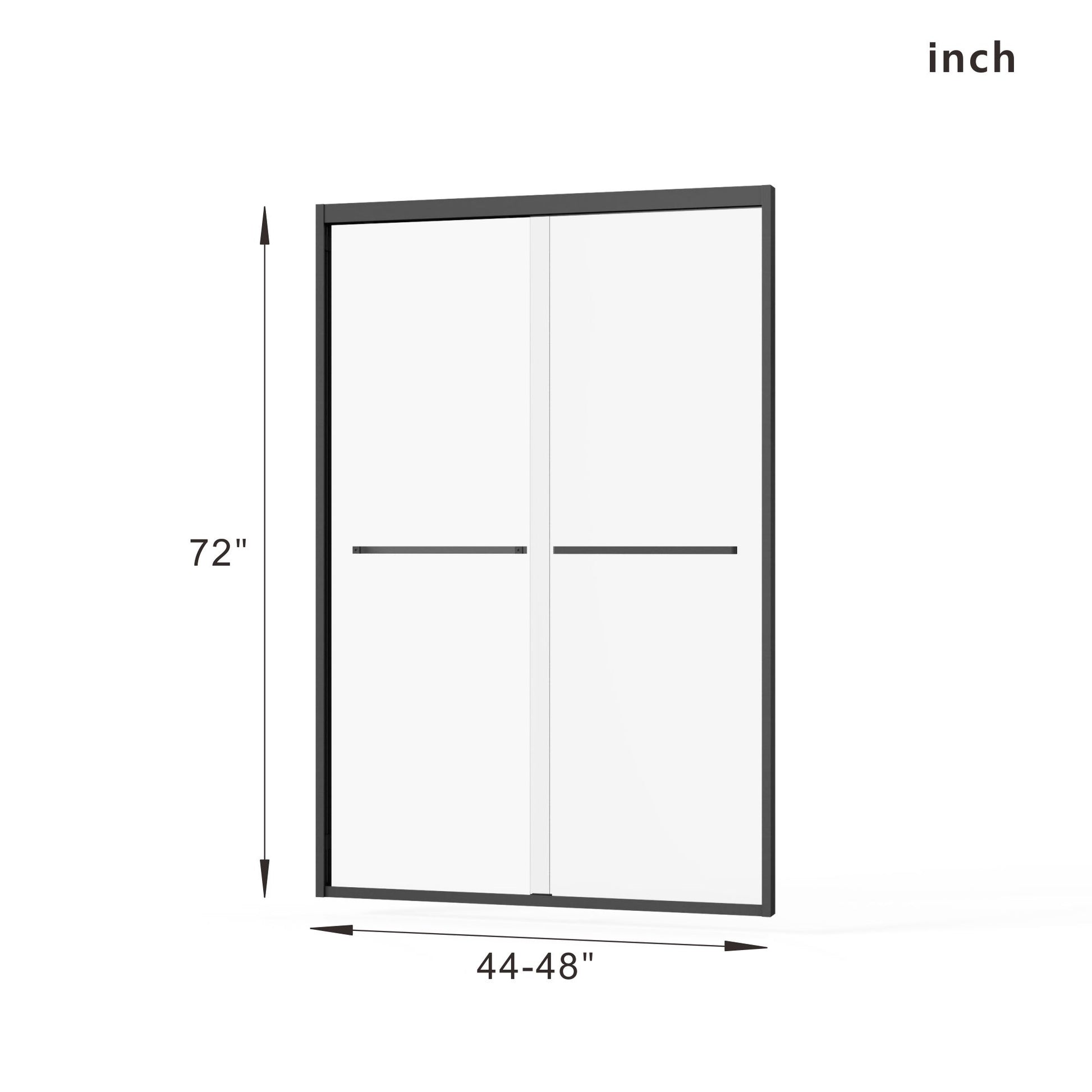 Matte Black Double Sliding Glass Shower Door With Aluminum Frame And SGCC Clear Tempered Glass - Black