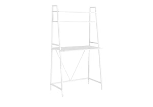 Computer Desk For Home Office, Laptop, Leaning, Storage Shelves, Contemporary & Modern - White