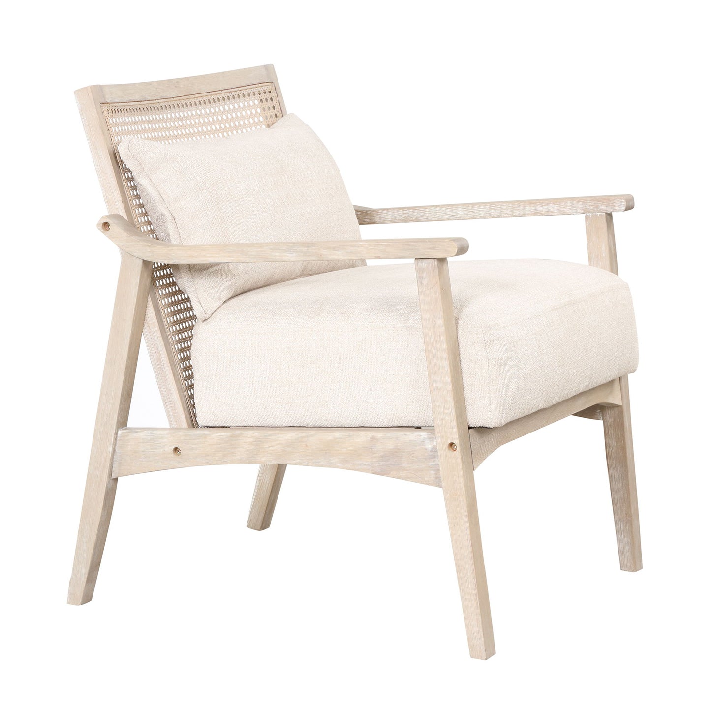 Gewnee - Retro Armchair With Lumbar Pillow - Natural