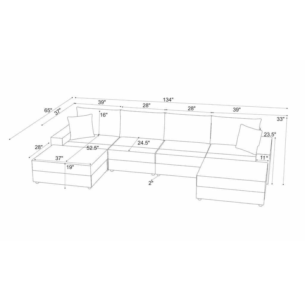 Sectional Sofa With 2 Ottomans And Toss Pillows