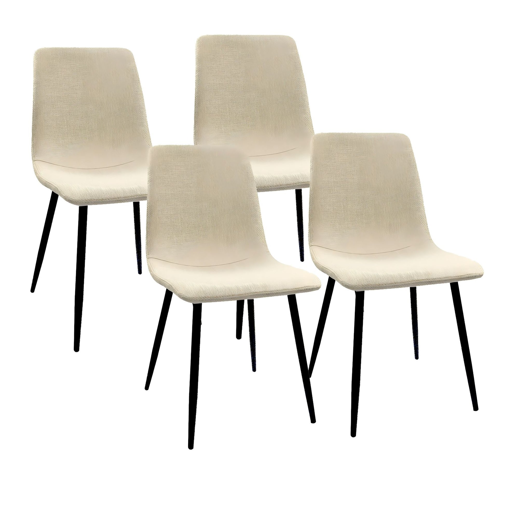 Modern Dining Table & Suede Chair Set WIth Rectangular Metal Base