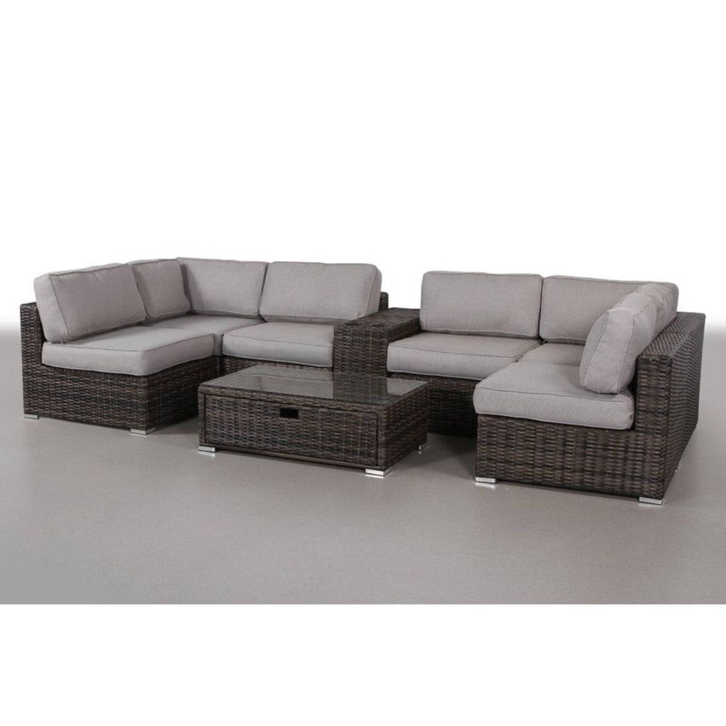 Elegant 4 Person Wicker Patio Seating Set With Cushions And Glass Top Table