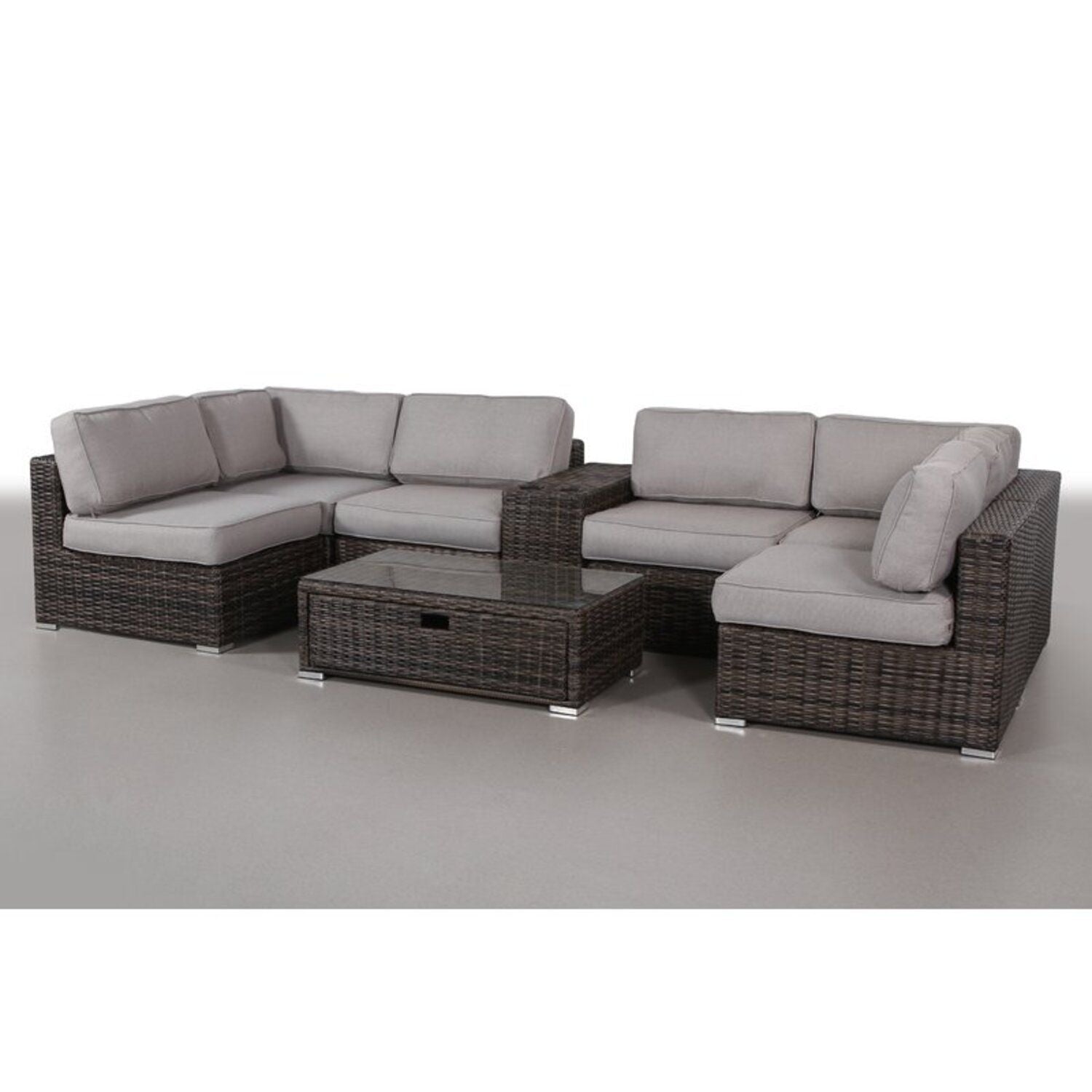 Elegant 4 Person Wicker Patio Seating Set With Cushions And Glass Top Table