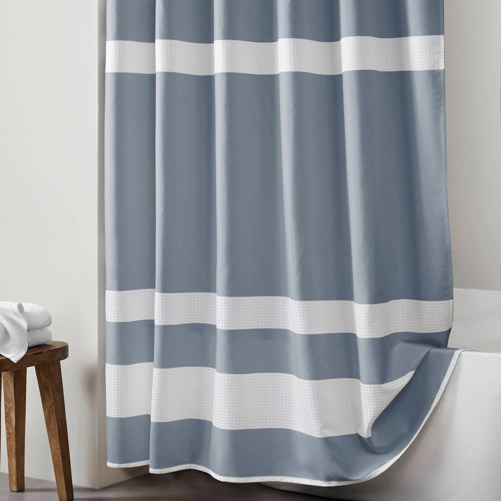 Spa Waffle - 72" x 78" Shower Curtain With 3M Treatment - Dark Blue
