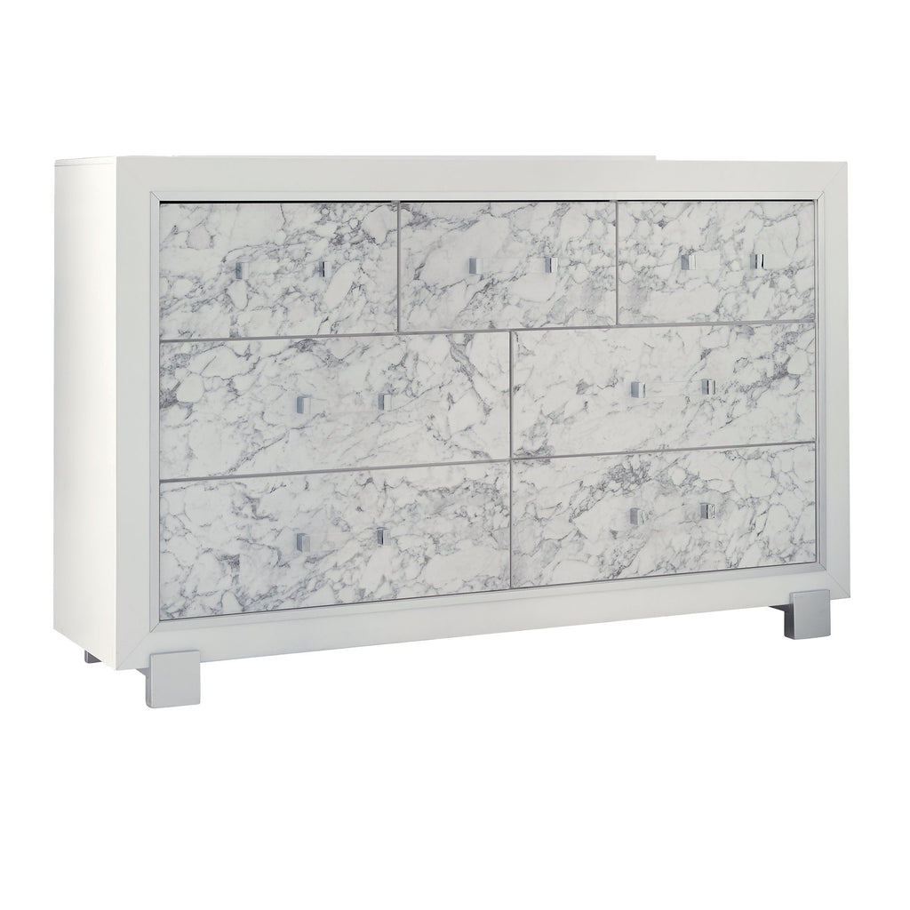 Skye - Marble Dresser - White