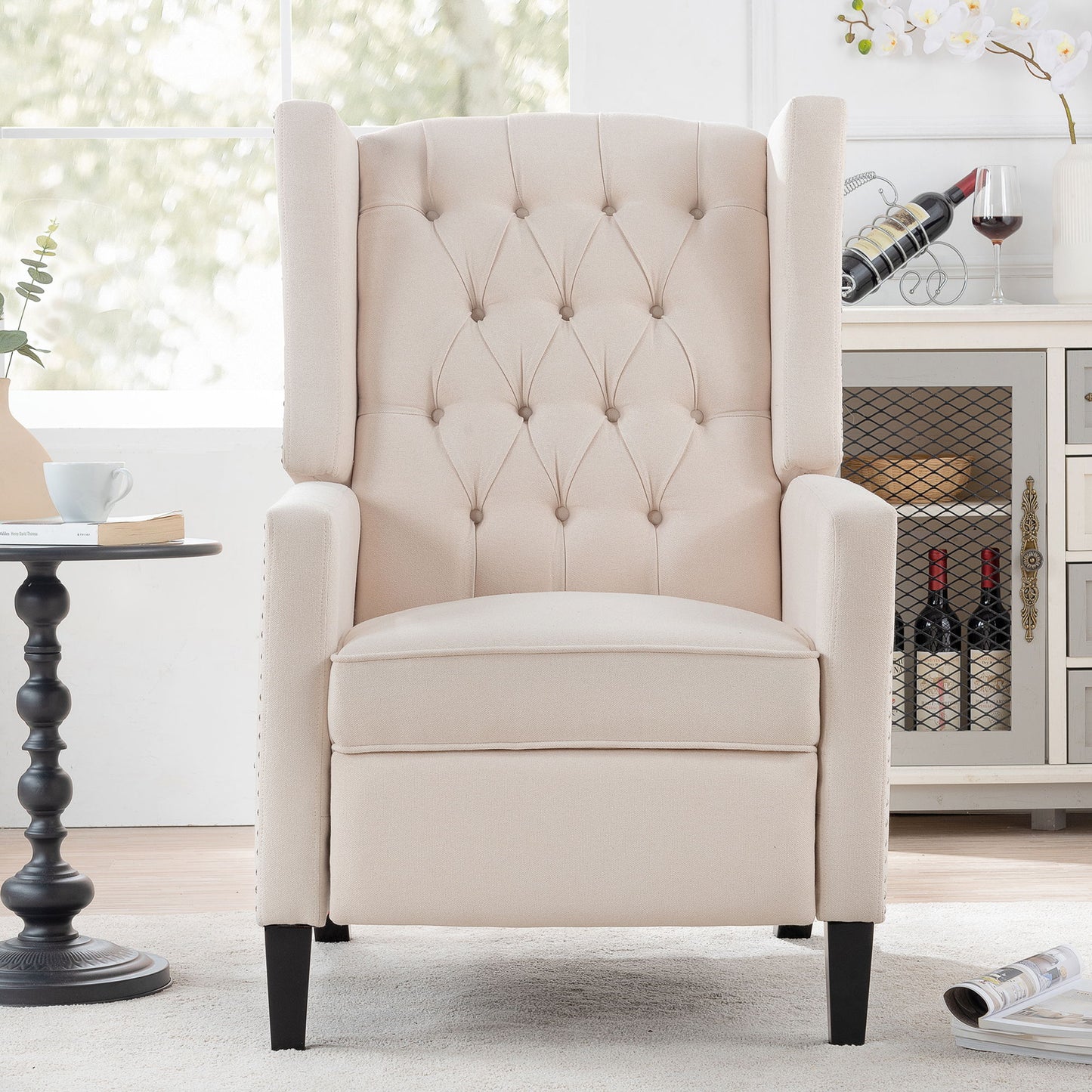 Gewnee - Upholstered Wingback Recliner Chair - Beige