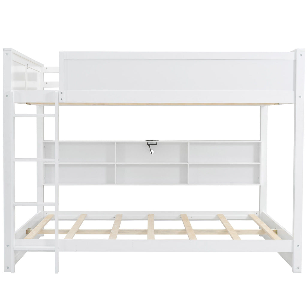 Bunk Bed With Storage Cabinets And USB Ports