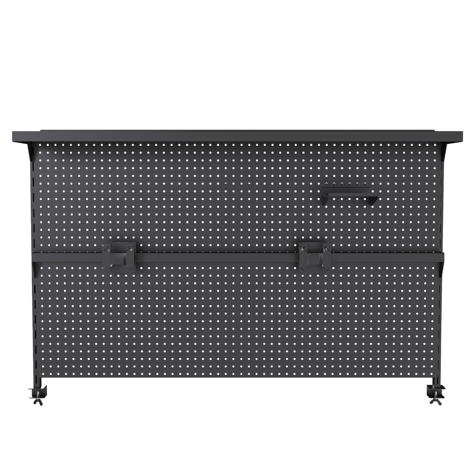 Clamp On Desk Pegboard With Single Monitor Stand