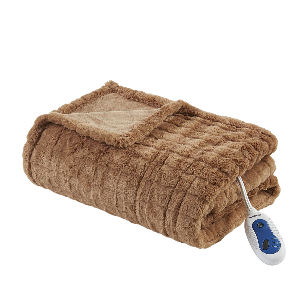 Zuri - Oversized Heated Throw - Brown Texture