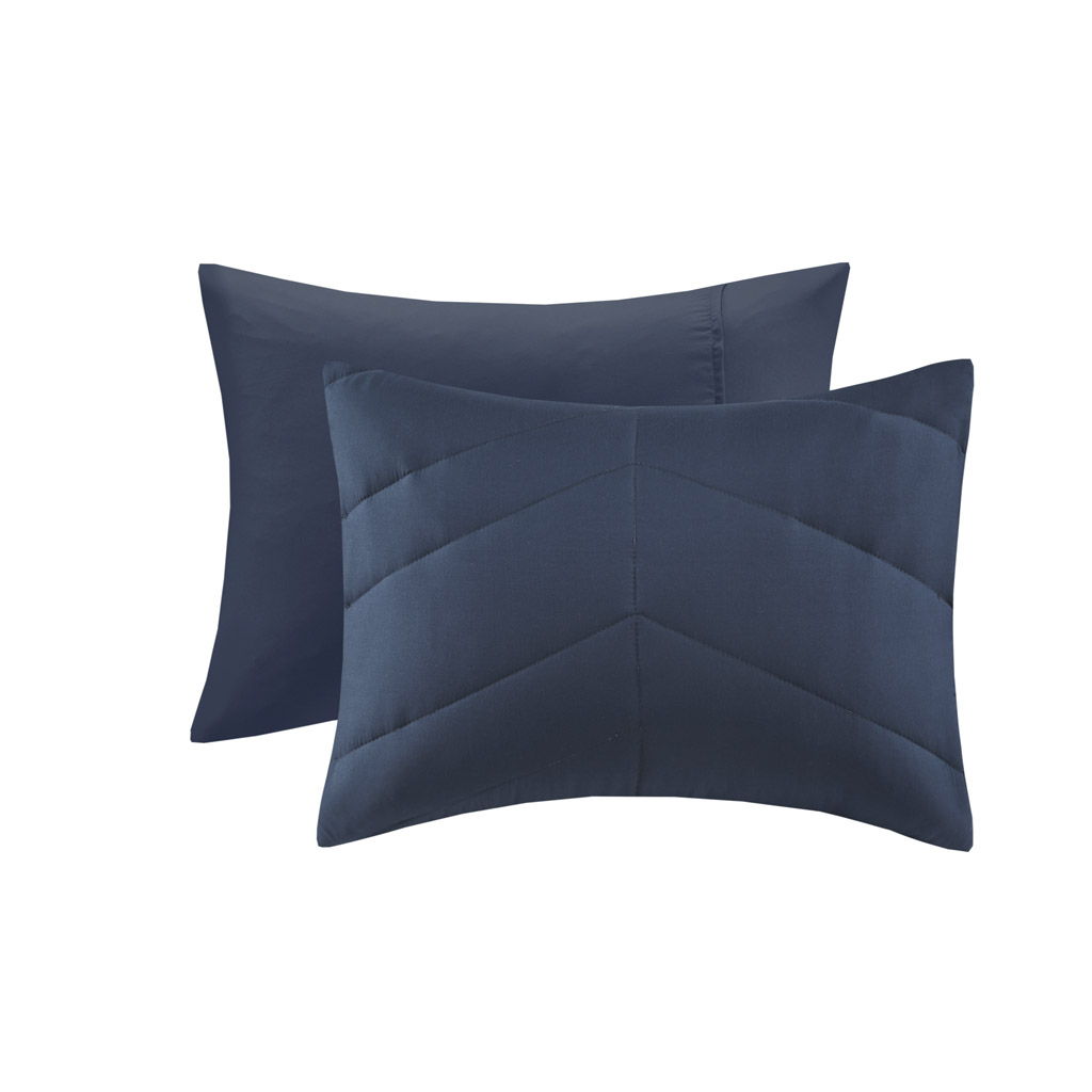 Remy - Quilted Chevron Twin Comforter Set - Navy