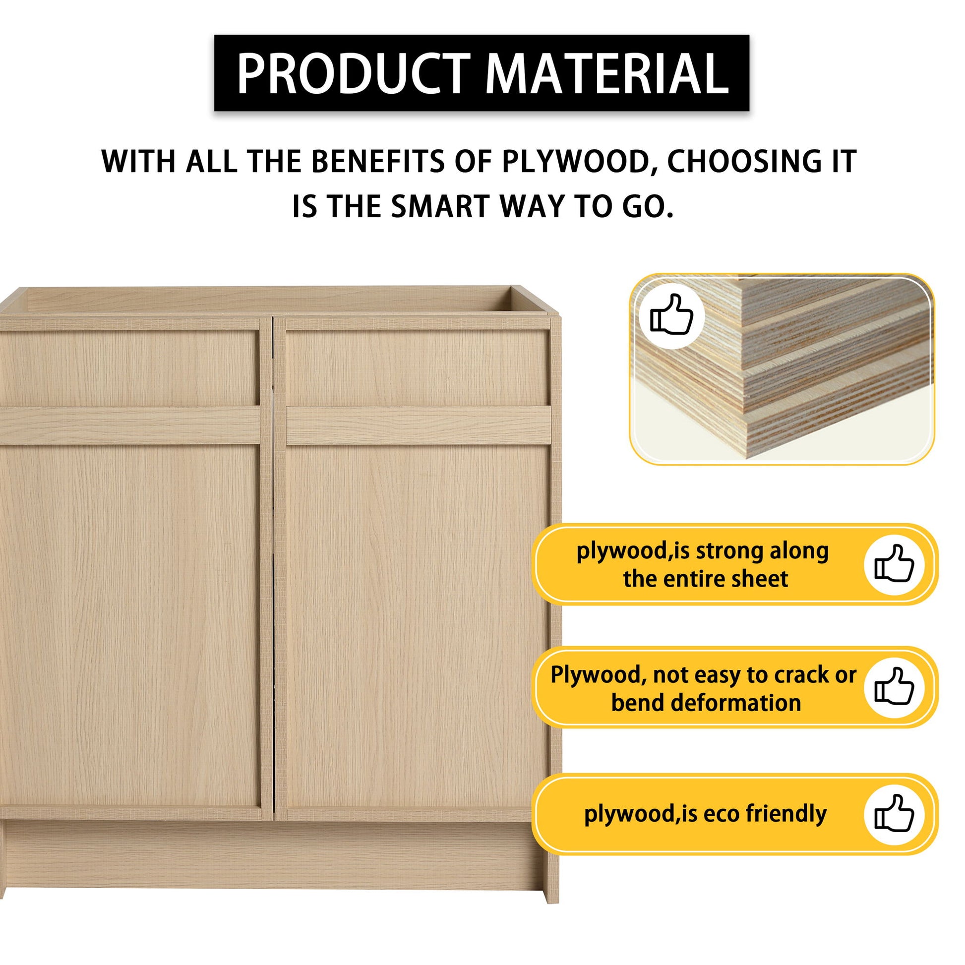 Freestanding Bathroom Vanity With Resin Sink & Soft Close Cabinet Doors