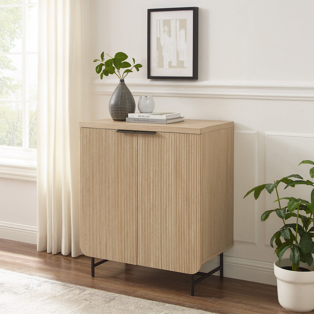 Scandi - Fluted Door Storage Console - Light Brown