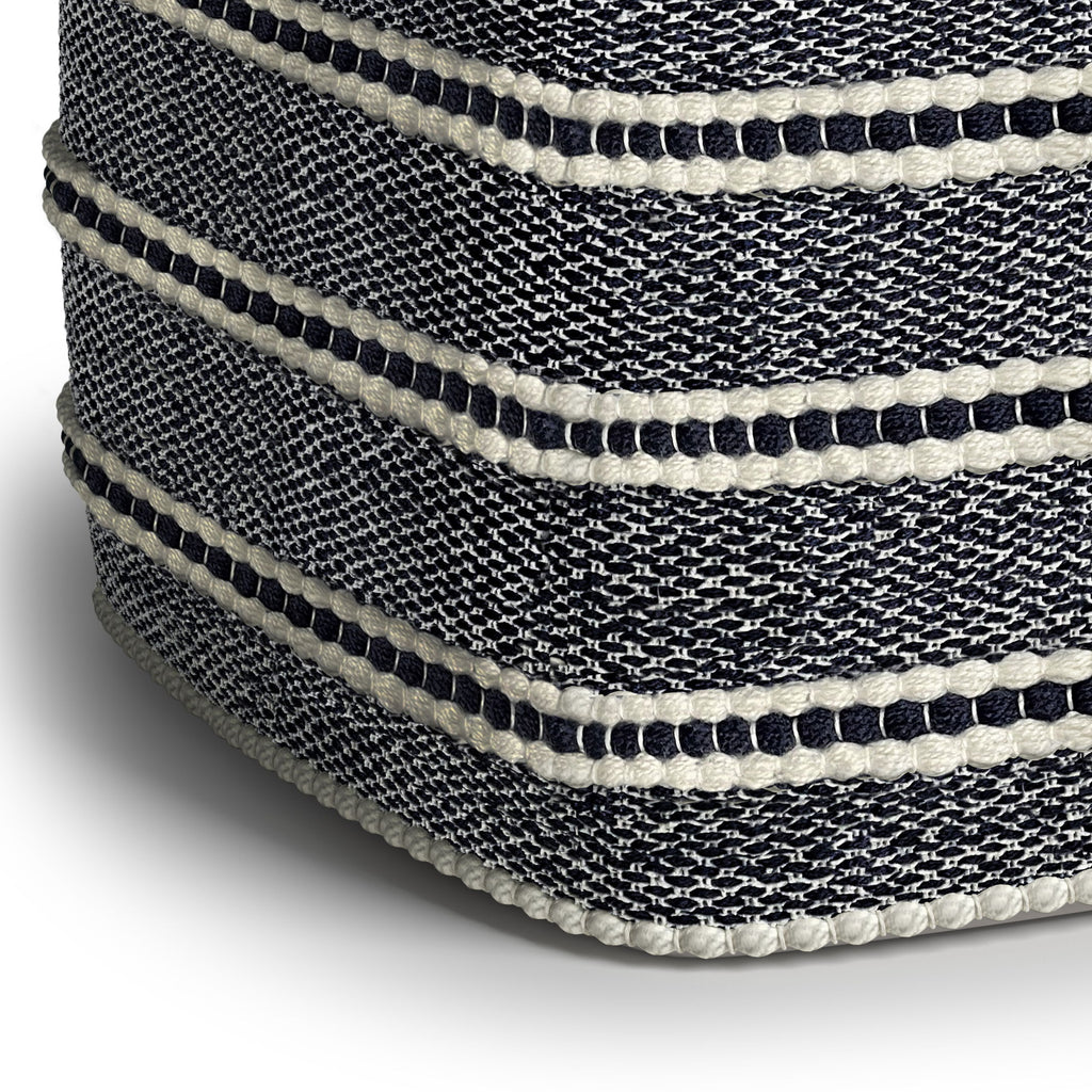 Corrie - Square Outdoor / Indoor Pouf - Navy / White