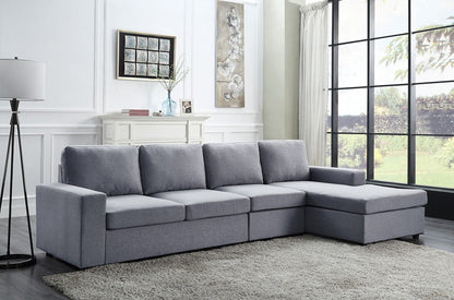 Dunlin - Linen Reversible Modular Sectional Sofa Chaise - Light Gray