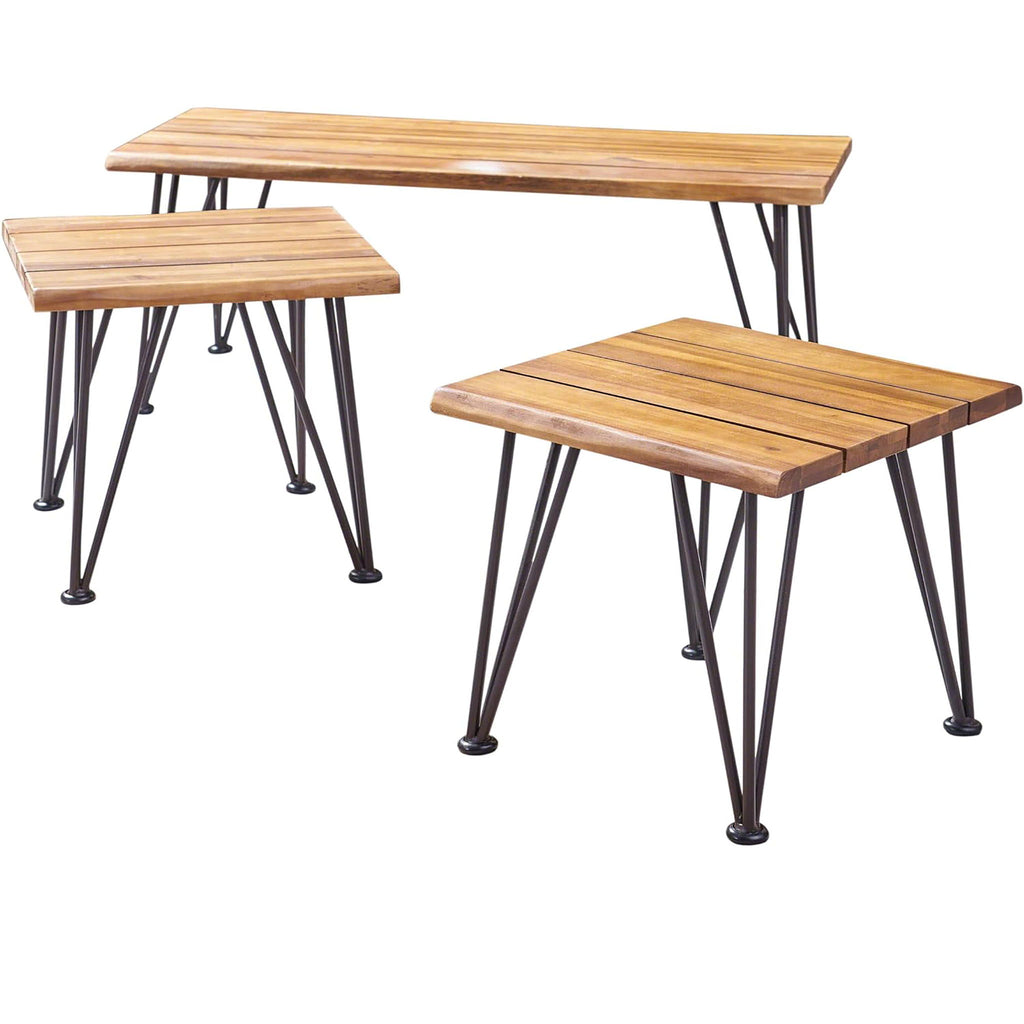 Zion - Outdoor Industrial Iron And Coffee Table - Teak