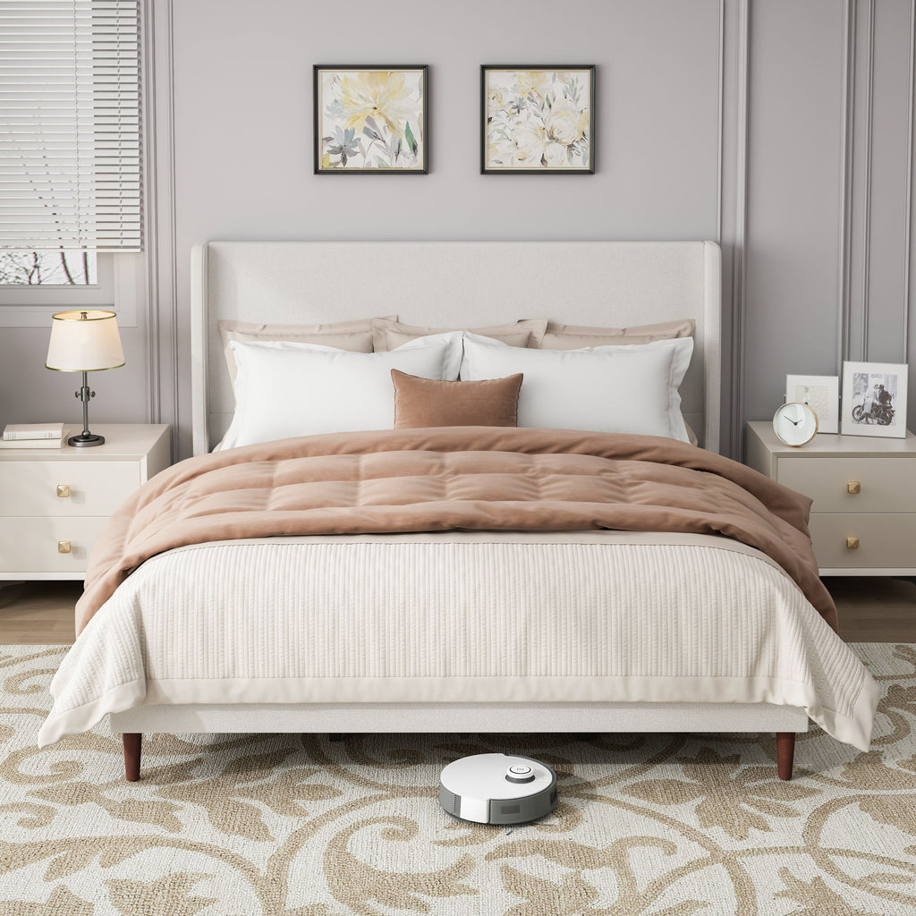 Upholstered Bed & High Headboard Design