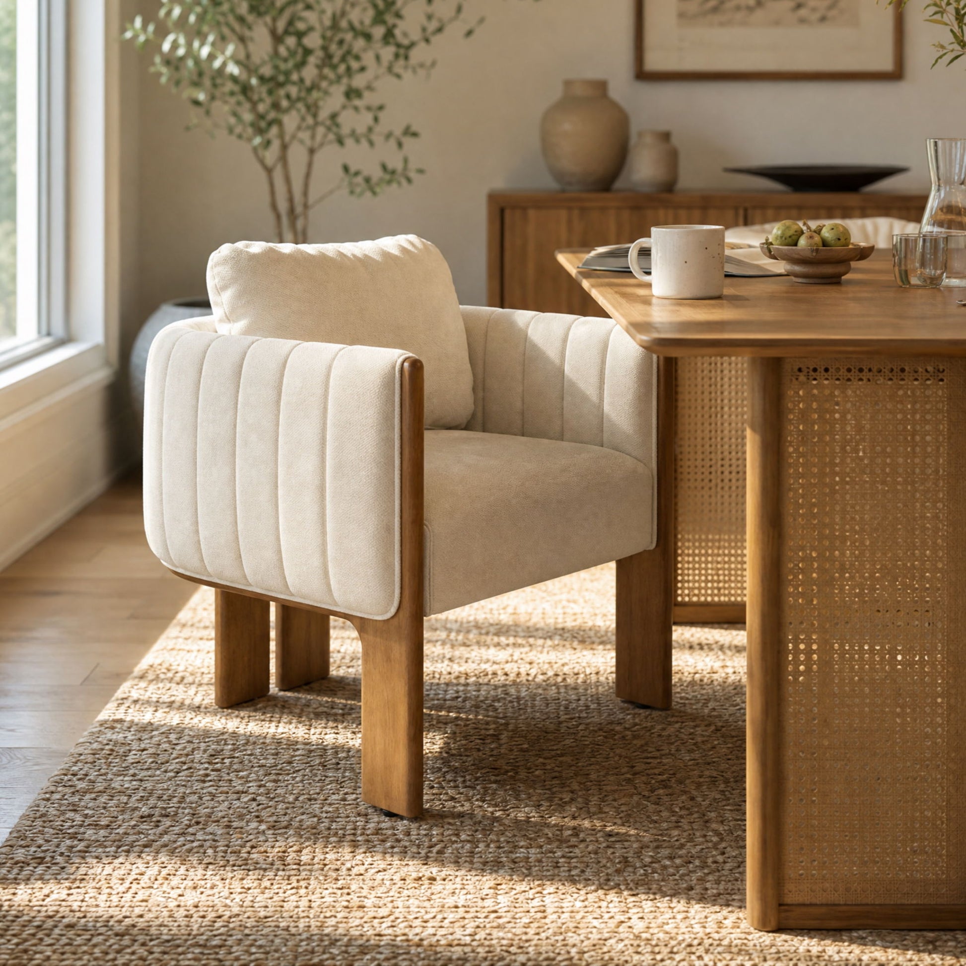 Upholstered Dining Chair With Vertical Channel Tufting