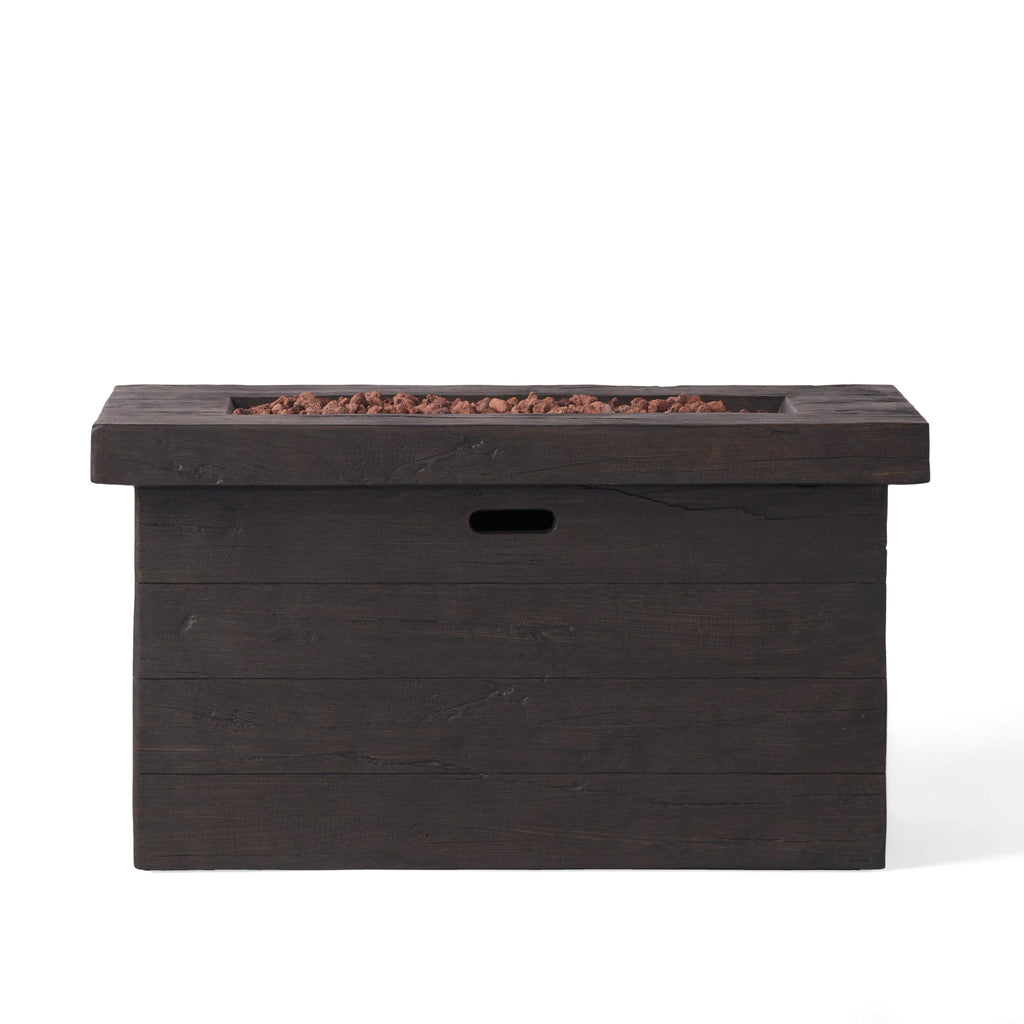 Custer - Rectangular Fire Pit 50, 000 Btu Magnesium Oxide - Brown