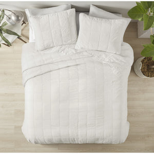 Gema - 3 Piece Full White Coverlet Set - Soft White