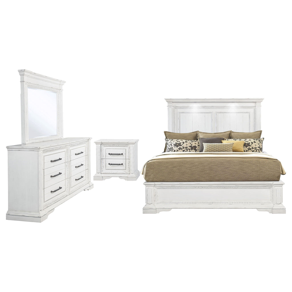 Bedroom Set With LED Lighting And Carved Moldings