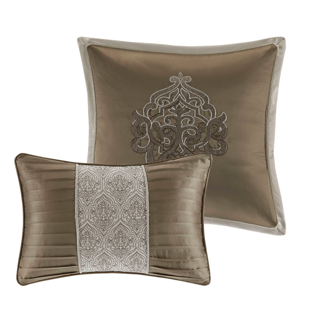 Odette - California King 8 Piece Comforter Set - Tan