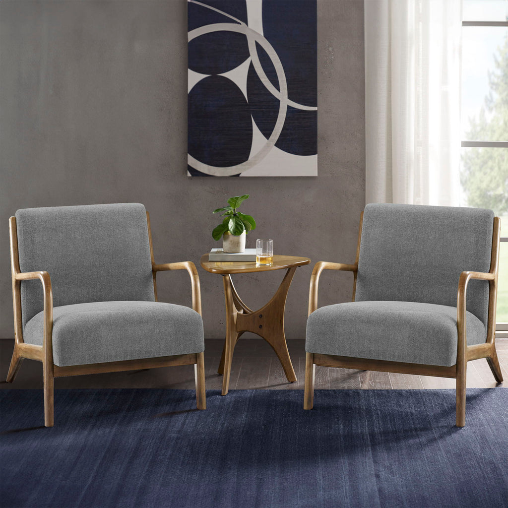 Novak - Mid-Century Modern Accent Armchair (Set of 2) - Gray