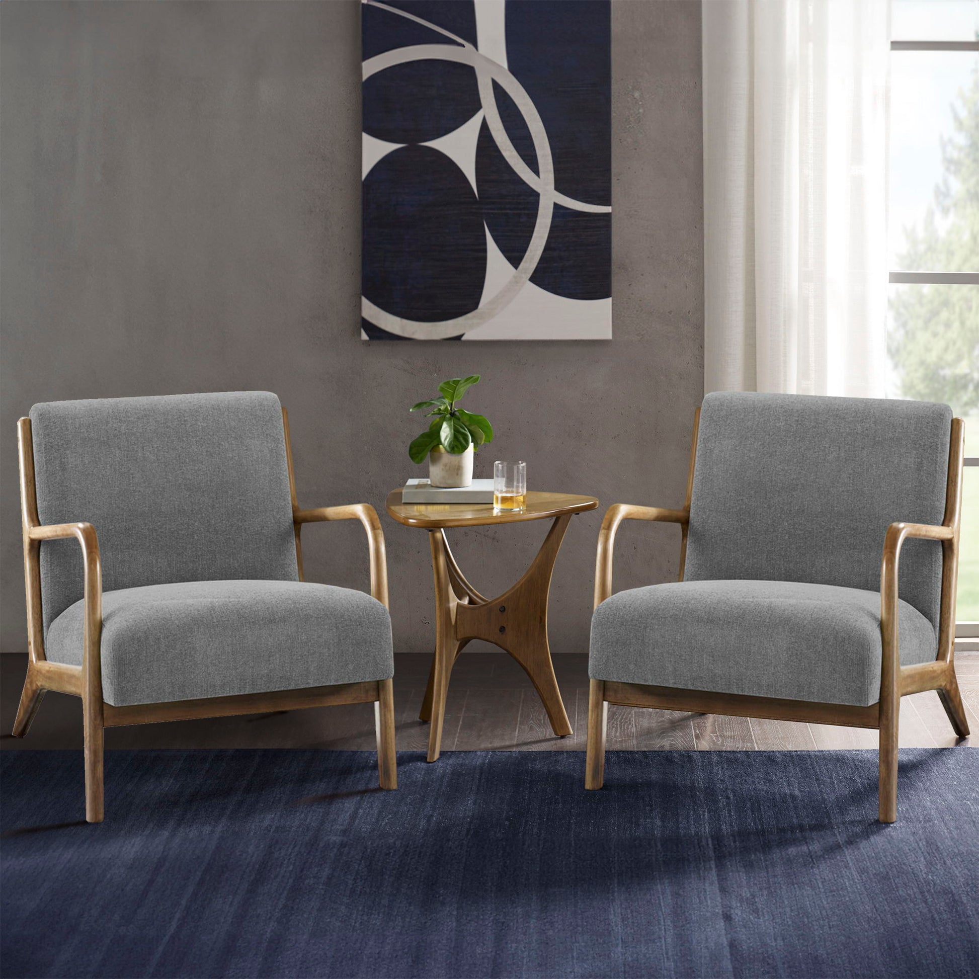 Novak - Mid-Century Modern Accent Armchair (Set of 2) - Gray