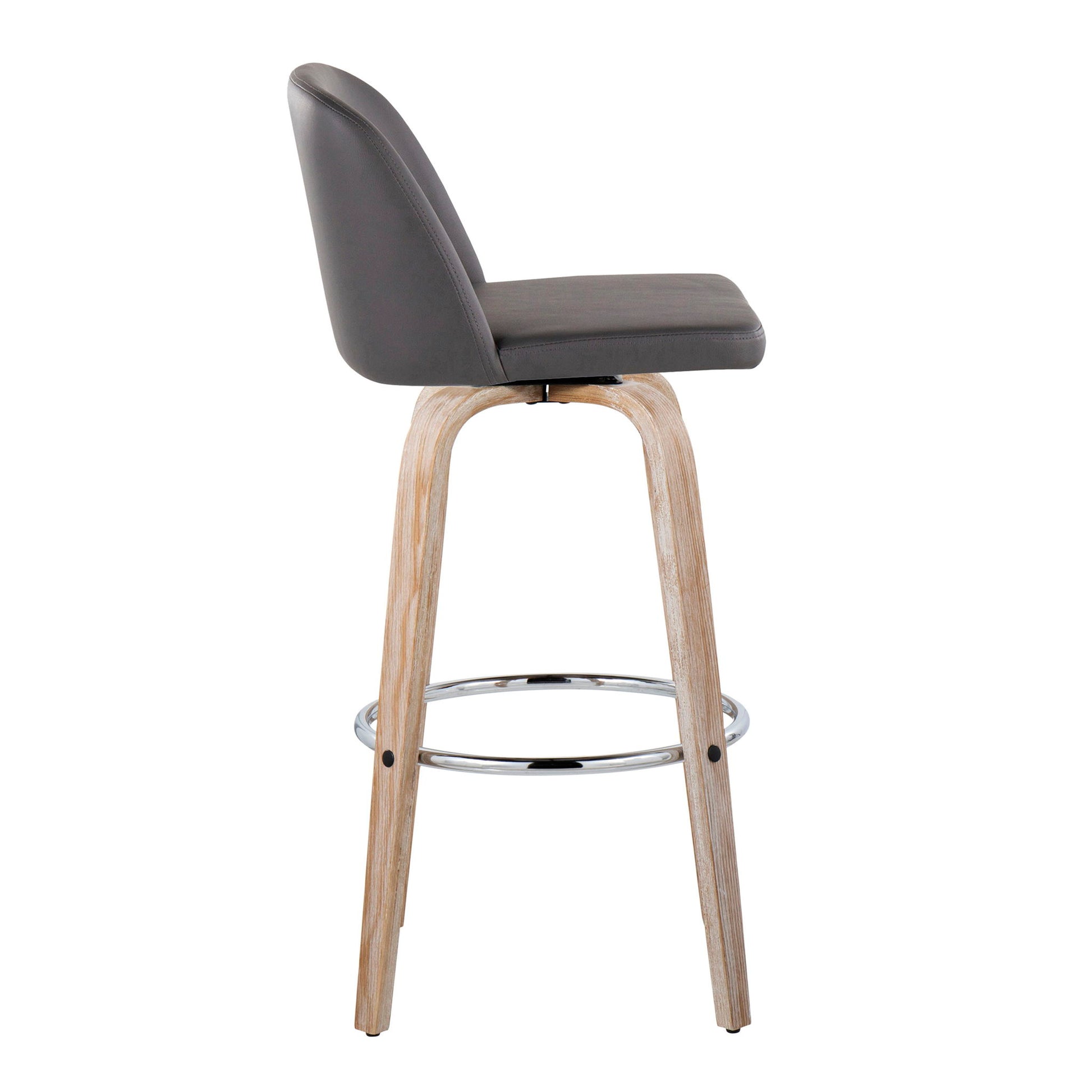 Toriano - Contemporary Fixed Height Barstool With Swivel & Round Footrest (Set of 2)