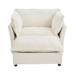 Modern Armchair Sofa With Movable Ottoman