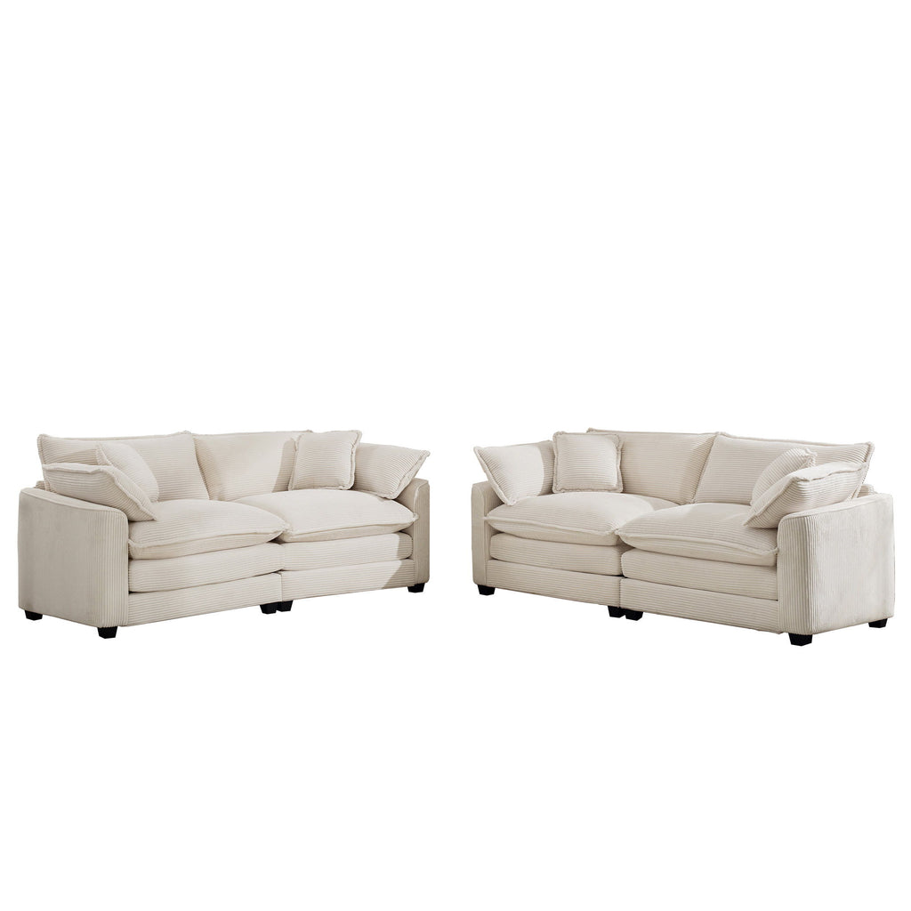 Elegant Corduroy Oversized Sectional Sofa Set With Deep Seats And Flexible Layout