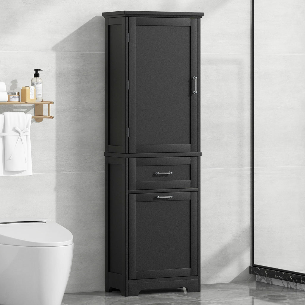Tall Freestanding Bathroom Storage Cabinet With Adjustable Shelf And 2 Drawers