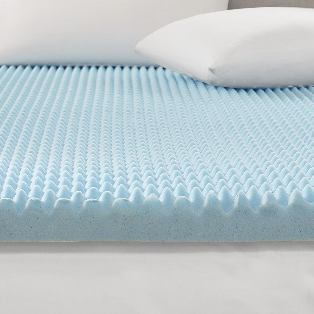Gel Memory Foam Hypoallergenic Cooling Mattress Topper - Blue
