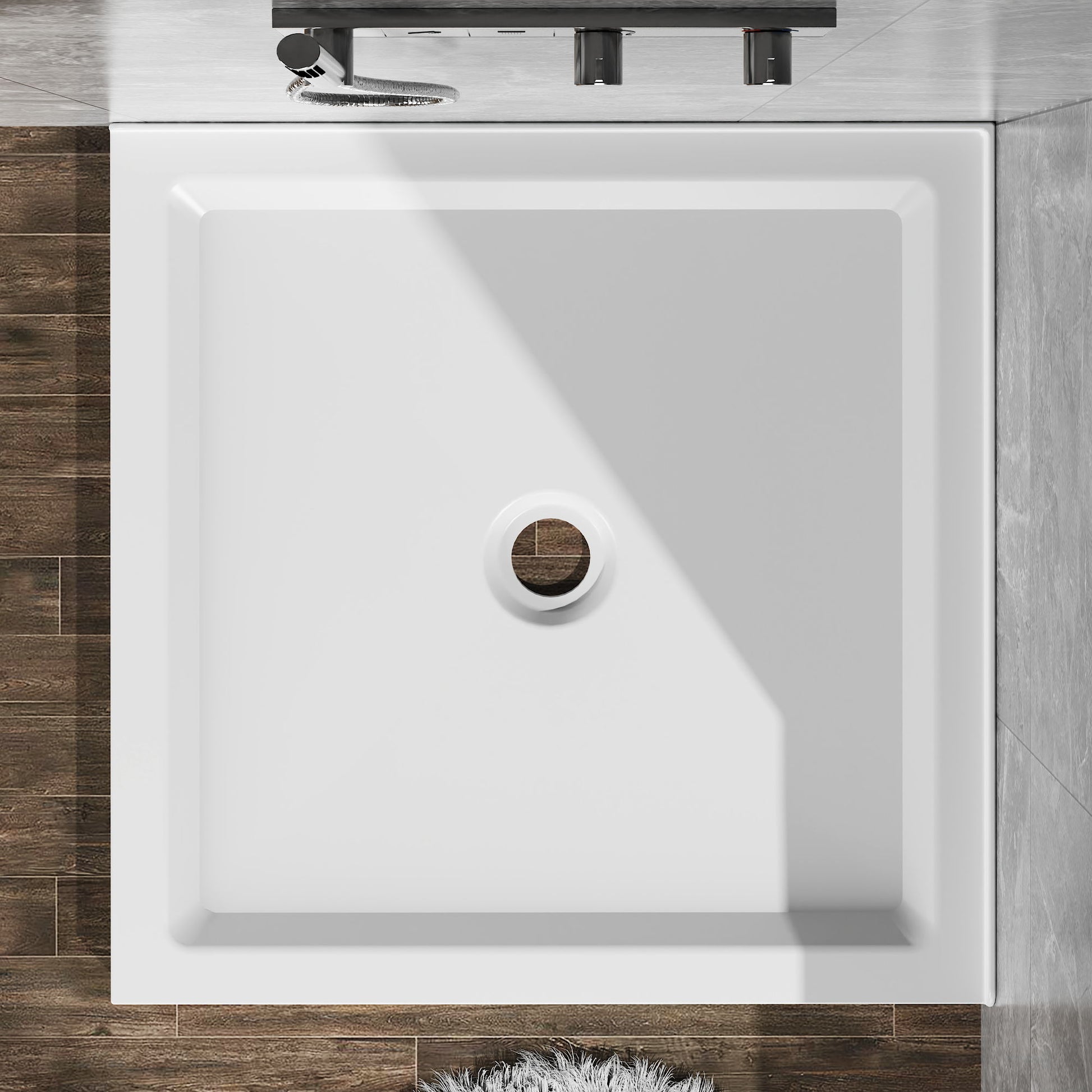 Anti Slip Double Threshold Shower Base - White