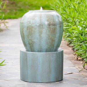Heavy Outdoor Cement Fountain Antique, Cute Unique Urn Design Water Feature For Home Garden