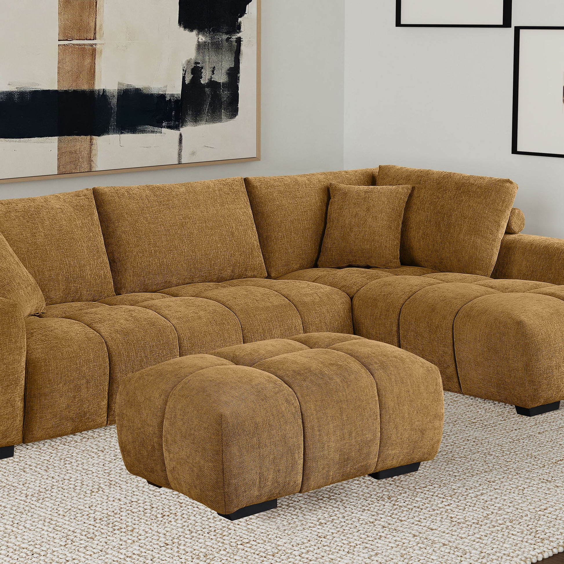 Calla - Rectangular Tufted Ottoman - Amber