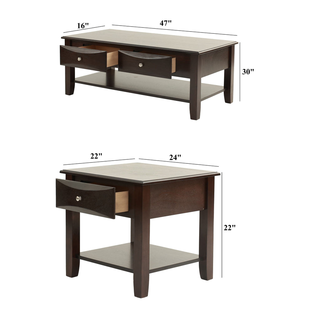 Table Set With Drawers And Open Shelf Storage