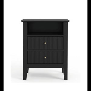 Fluted Nightstand With 2 Drawers
