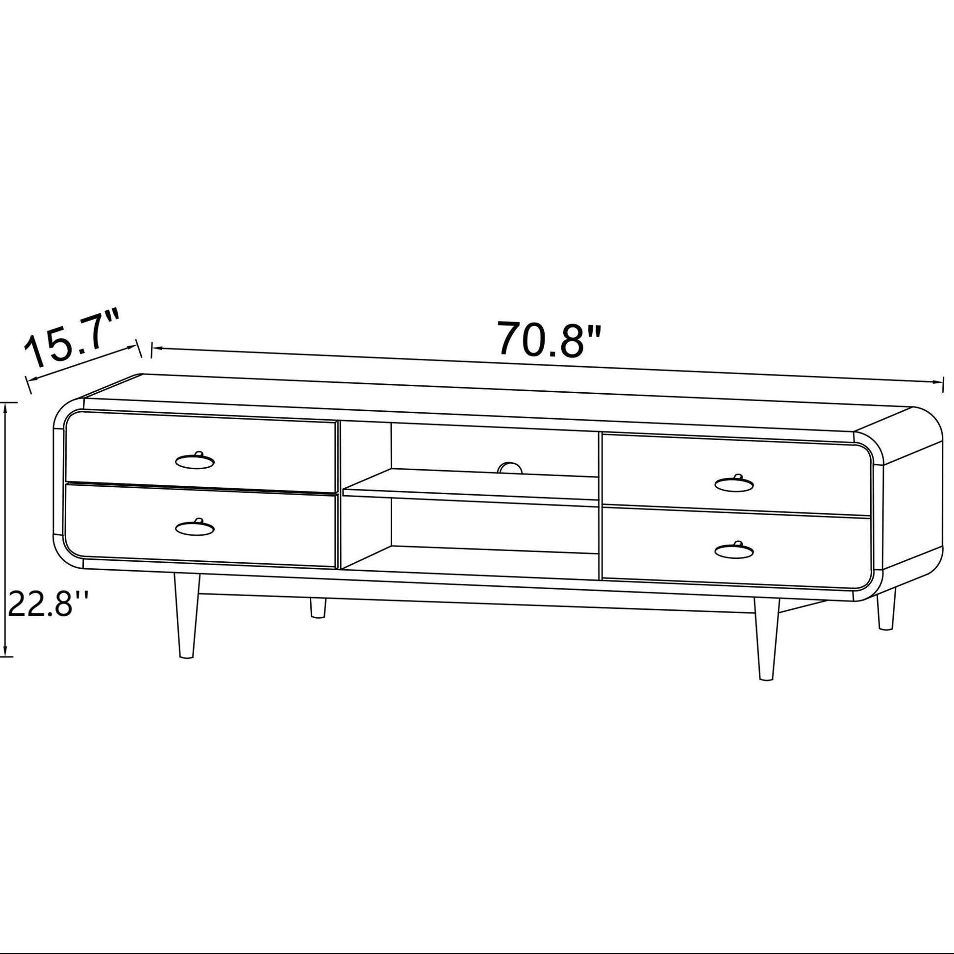 Alexa - Mid-Century Modern Style TV Stand - Dark Brown / Wood