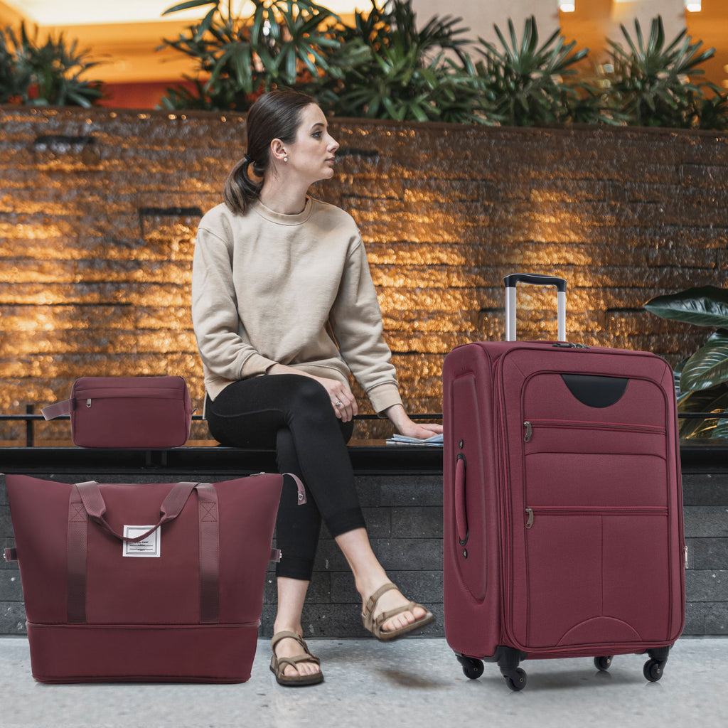 Softside Luggage Expandable Set With Duffel Bag Upright Spinner