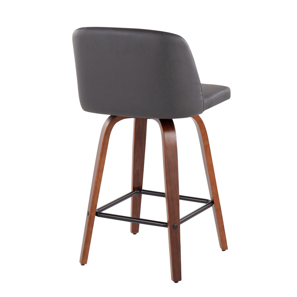Toriano - Mid Century Modern Fixed Height Counter Stool & Square Footrest (Set of 2)