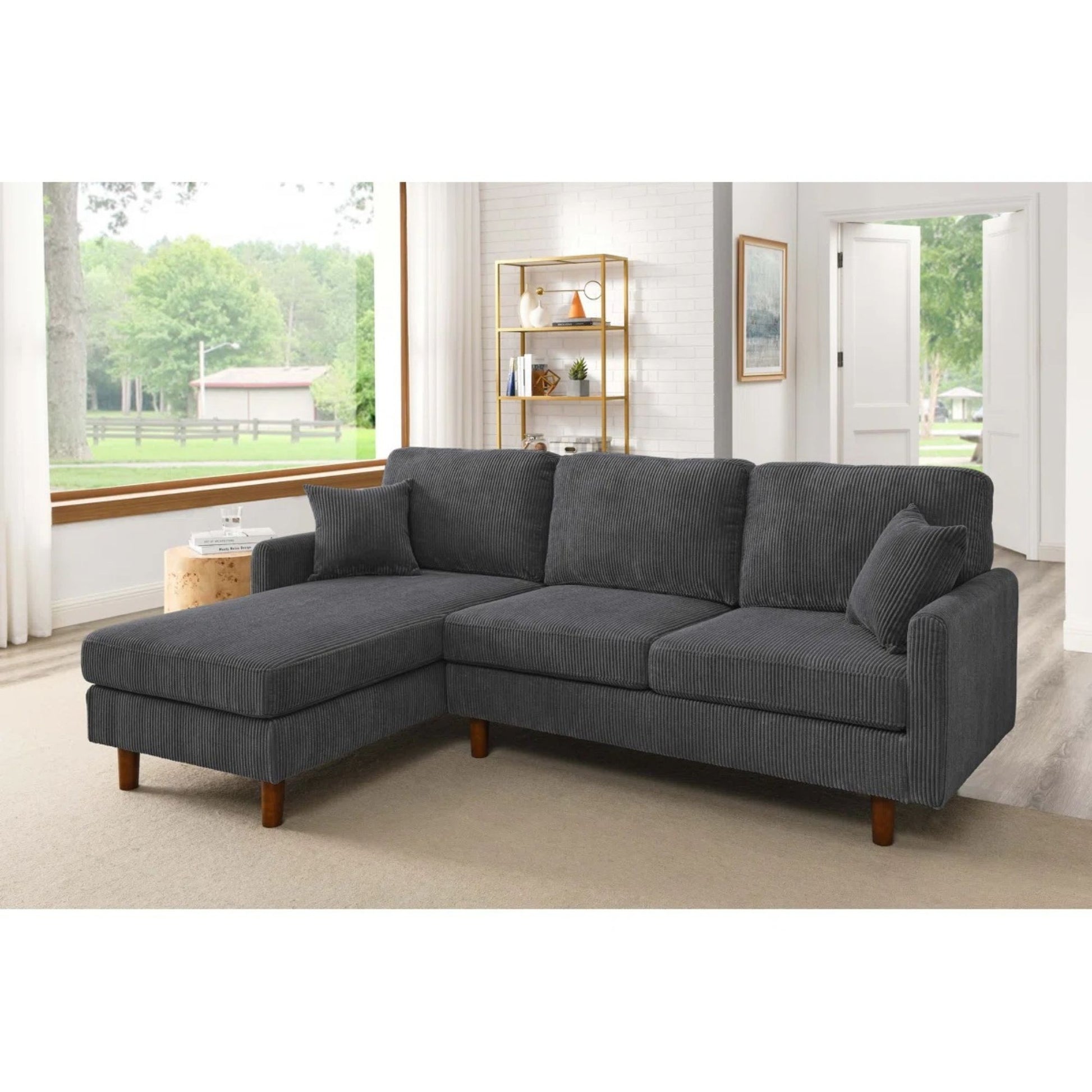 Upholstered Sectional With Toss Pillows
